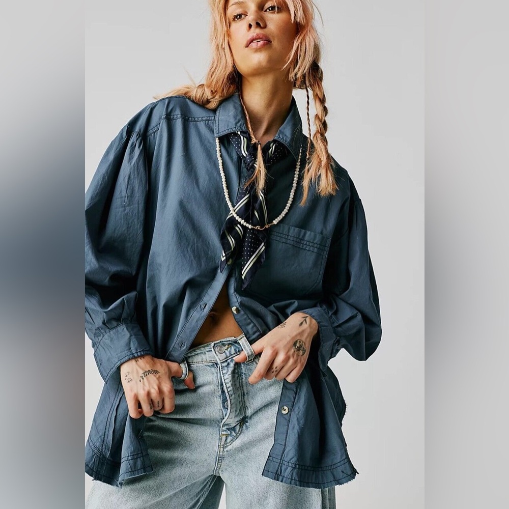 Free People We The Free Happy Hour Solid Poplin Button-down Top, Size XS